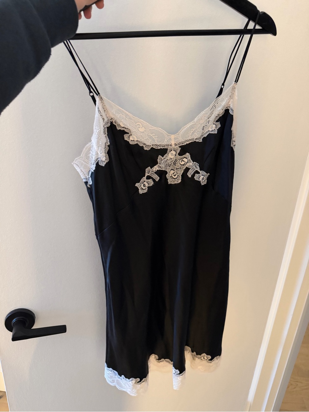 Only Hearts Black Lace-Trim Slip Dress